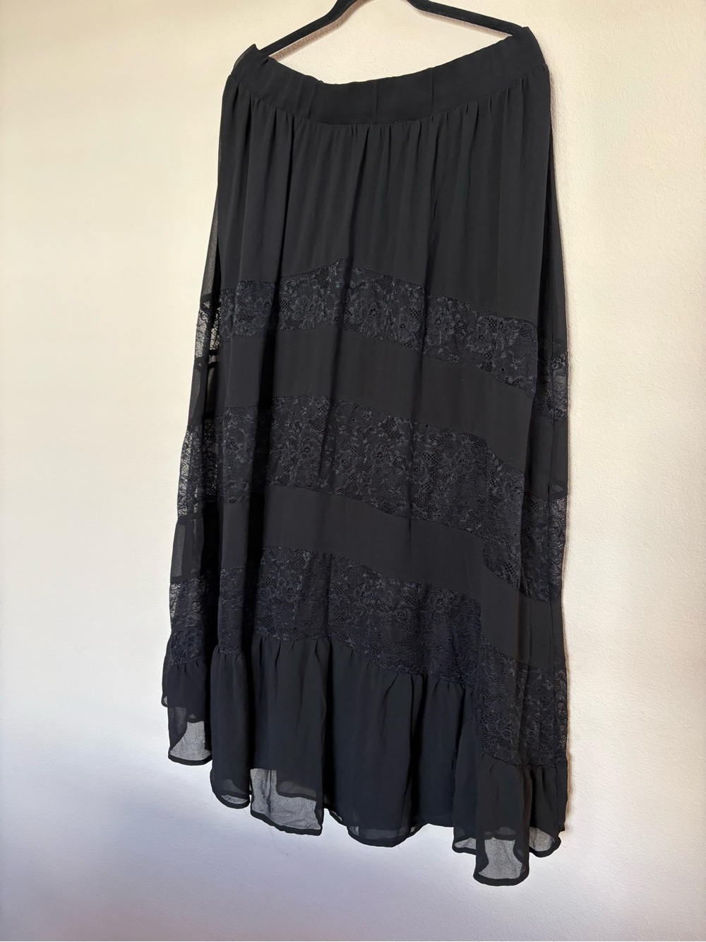 torrid Black Lace-Panel Maxi Skirt